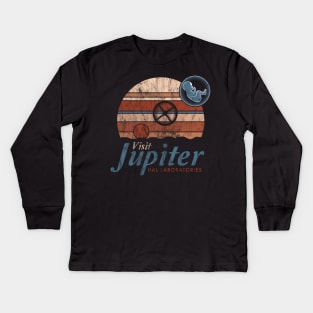 Visit Jupiter - Vintage Distressed Sci Fi - Retro Space Odyssey Kids Long Sleeve T-Shirt